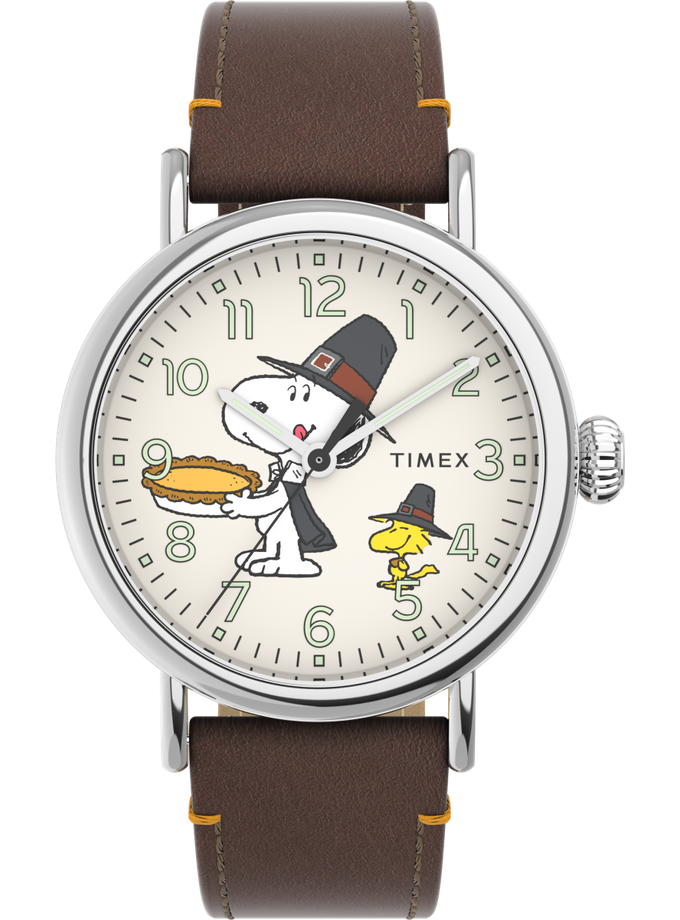 Timex Standard x Peanuts Featuring Snoopy Thanksgiving 40mm Leather Strap Watch High Quality