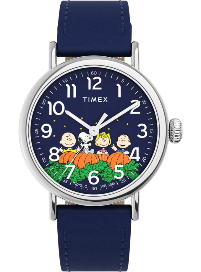 Timex Standard x Peanuts Pumpkin Patch 40mm Leather Strap Watch   High Quality