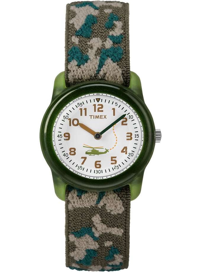 TIMEX TIME MACHINES® 29mm Green Camo Elastic Fabric Kids Watch Best Seller