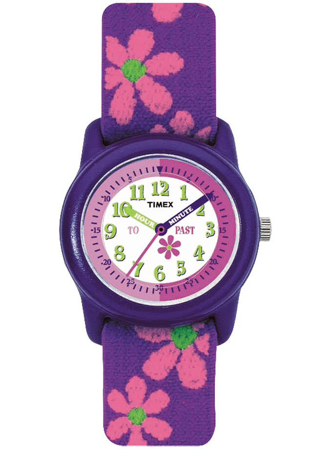 TIMEX TIME MACHINES® 29mm Purple Floral Elastic Fabric Kids Watch High Quality