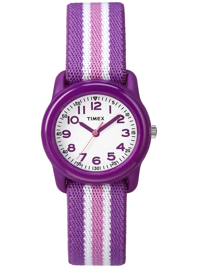 TIMEX TIME MACHINES® 29mm Purple Stripe Elastic Fabric Kids Watch Best Seller