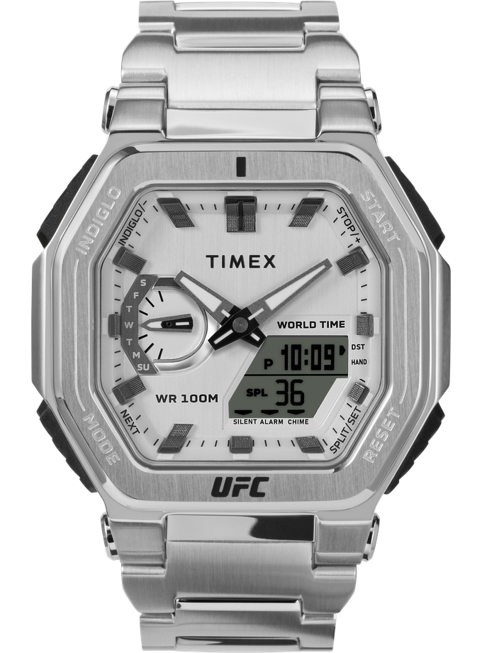 Timex UFC Colossus 45mm Stainless Steel Bracelet Watch Free shipping