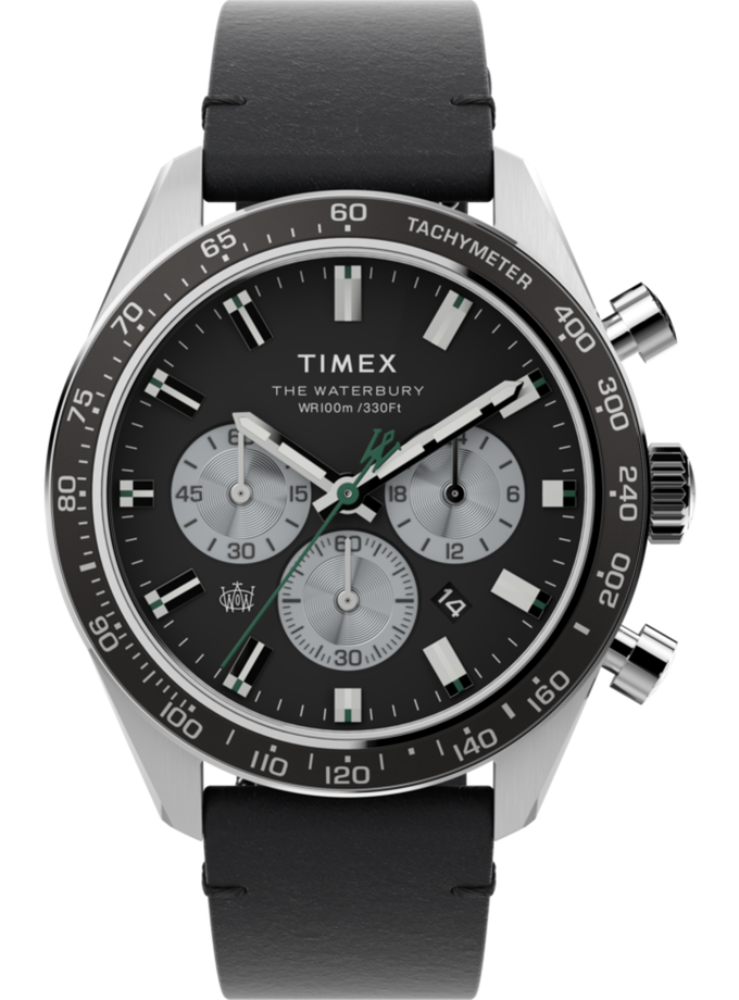 Timex Waterbury Chronograph 41mm Leather Strap Watch Free shipping