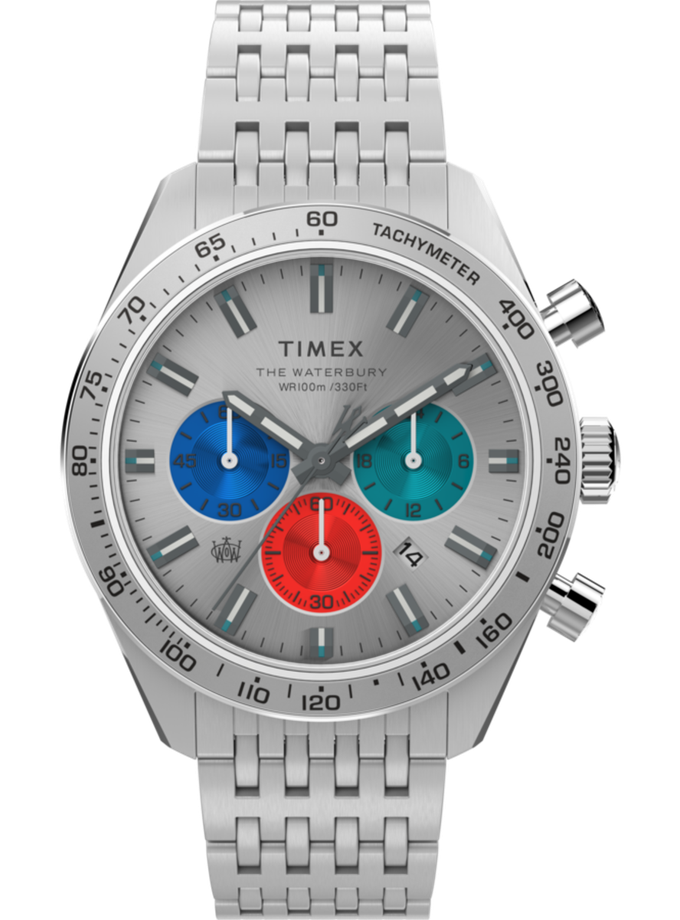 Timex Waterbury Chronograph 41mm Stainless Steel Bracelet Watch High Quality