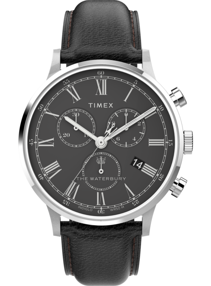 Timex Waterbury Classic Chronograph 40mm Leather Strap Watch High Quality