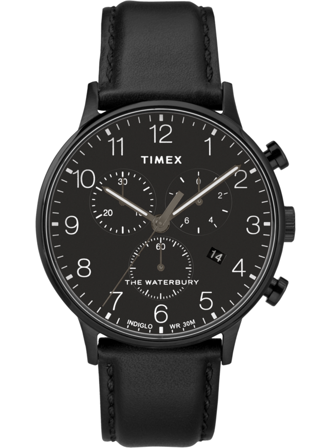 Timex Waterbury Classic Chronograph 40mm Leather Strap Watch On Sale