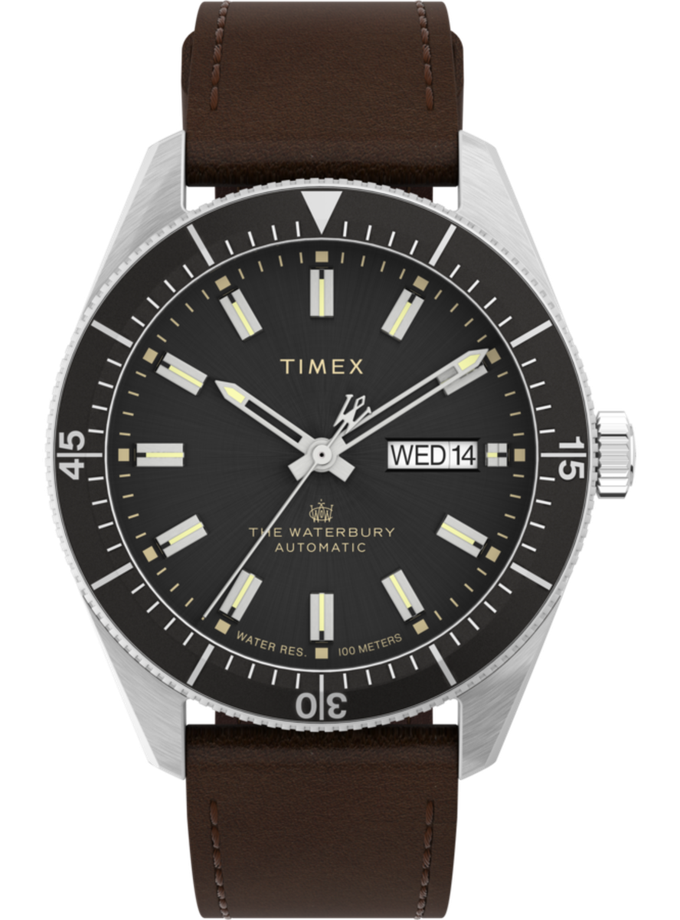 Timex Waterbury Dive Automatic 40mm Leather Strap Watch High Quality