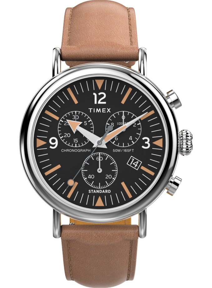 Timex Waterbury Standard Chronograph 41mm Leather Strap Watch New Arrival