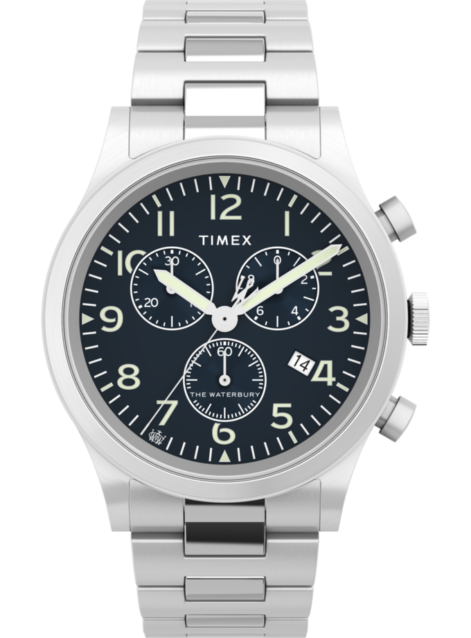 Timex Waterbury Traditional Chronograph 42mm Stainless Steel Bracelet Watch New Arrival