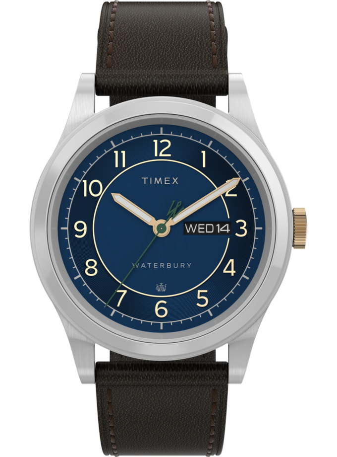 Timex Waterbury Traditional Day Date 39mm Leather Strap Watch Free shipping