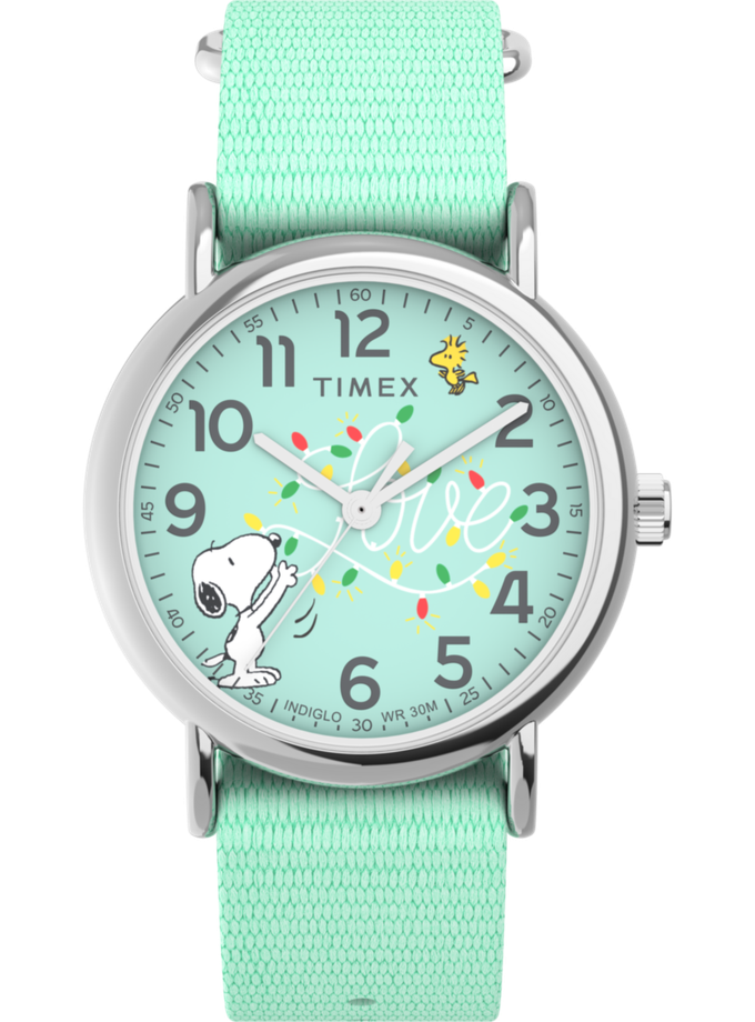 Timex Weekender x Peanuts Holiday 38mm Fabric Strap Watch Best Buy