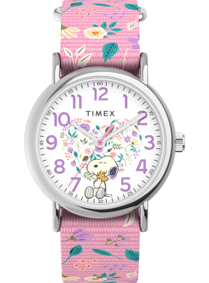 Timex Weekender x Peanuts In Bloom 38mm Fabric Strap Watch Same Day Delivery