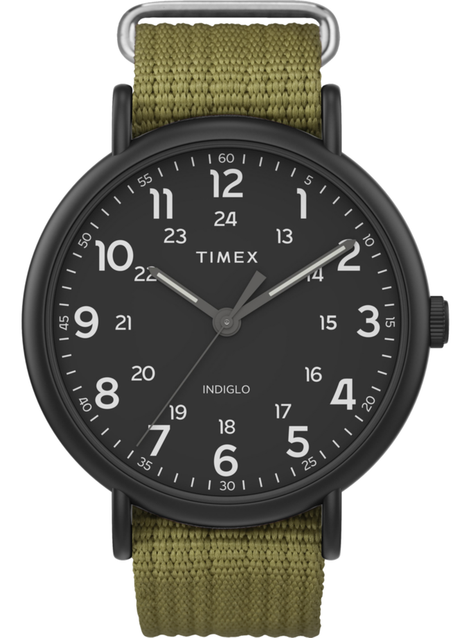 Timex Weekender® XL 43mm Leather Strap Watch For Sale