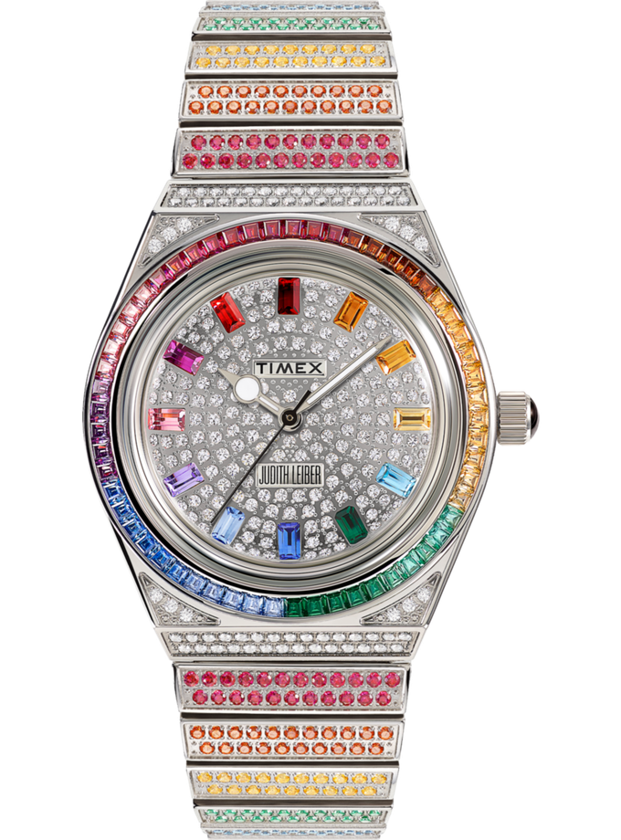 Timex x Judith Leiber 38mm Stainless Steel Bracelet Watch with Austrian Crystals Free shipping