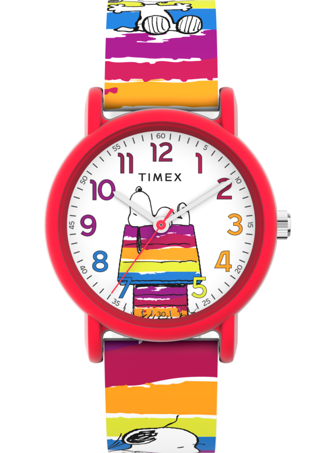 Timex x Peanuts Rainbow Paint 36mm Silicone Strap Watch New Arrival