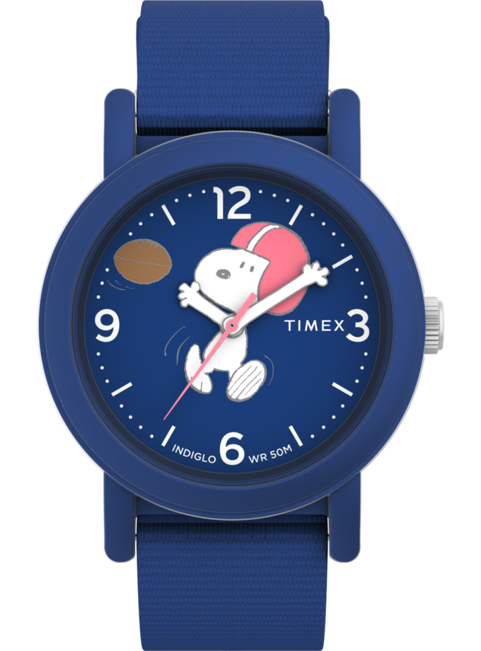 Timex x Peanuts Snoopy Football 40mm Fabric Strap Watch For Sale